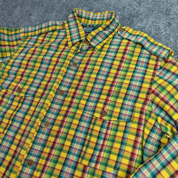Polo Ralph Lauren Other - Polo Ralph‎ Lauren Shirt Men Medium Cotton Linen Roll Tab Epaulets Button Up